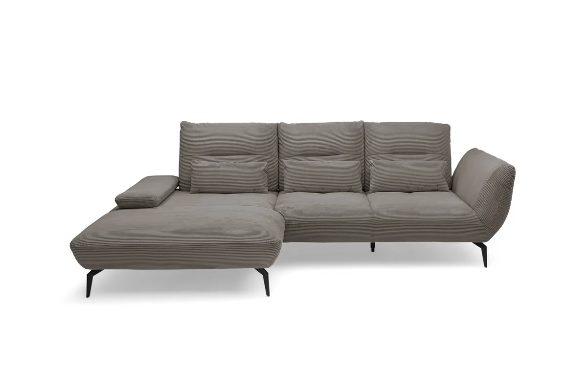 Ecksofa PAYTON - Ecke links, 2-Sitzer inkl. Rückenneigung, Armteilverstellung, Stoff, Taupe