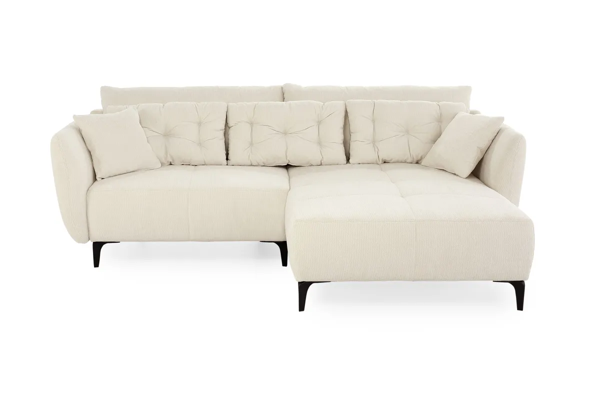 Ecksofa JANEK - 2,5-Sitzer, Ecke rechts, Stoff, Creme