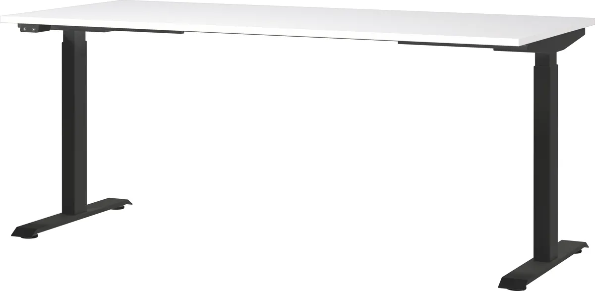 Schreibtisch GELI - höhenverstellbar, LB ca. 180x80 cm, Weiß, Schwarz