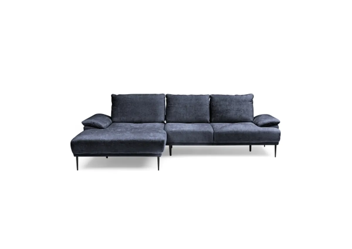 Ecksofa ENRIK - Ecke links, 2,5-Sitzer inkl. Sitztiefenverstellungen, Stoff, Navy