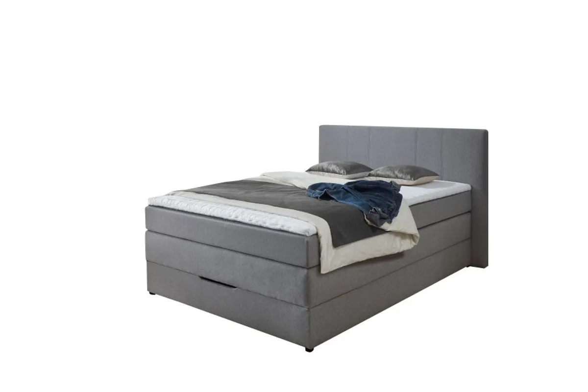 Boxspringbett- Liegefläche ca. 140x200 cm, Stoff, Silbergrau