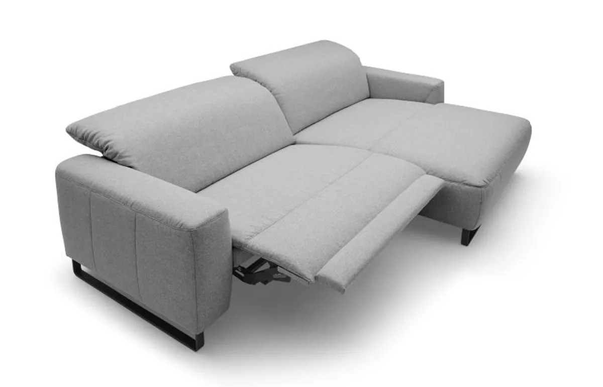 Ecksofa CYRA - 1,5-Sitzer, Ecke rechts inkl. Relaxfunktion, Flachgewebe, Grau
