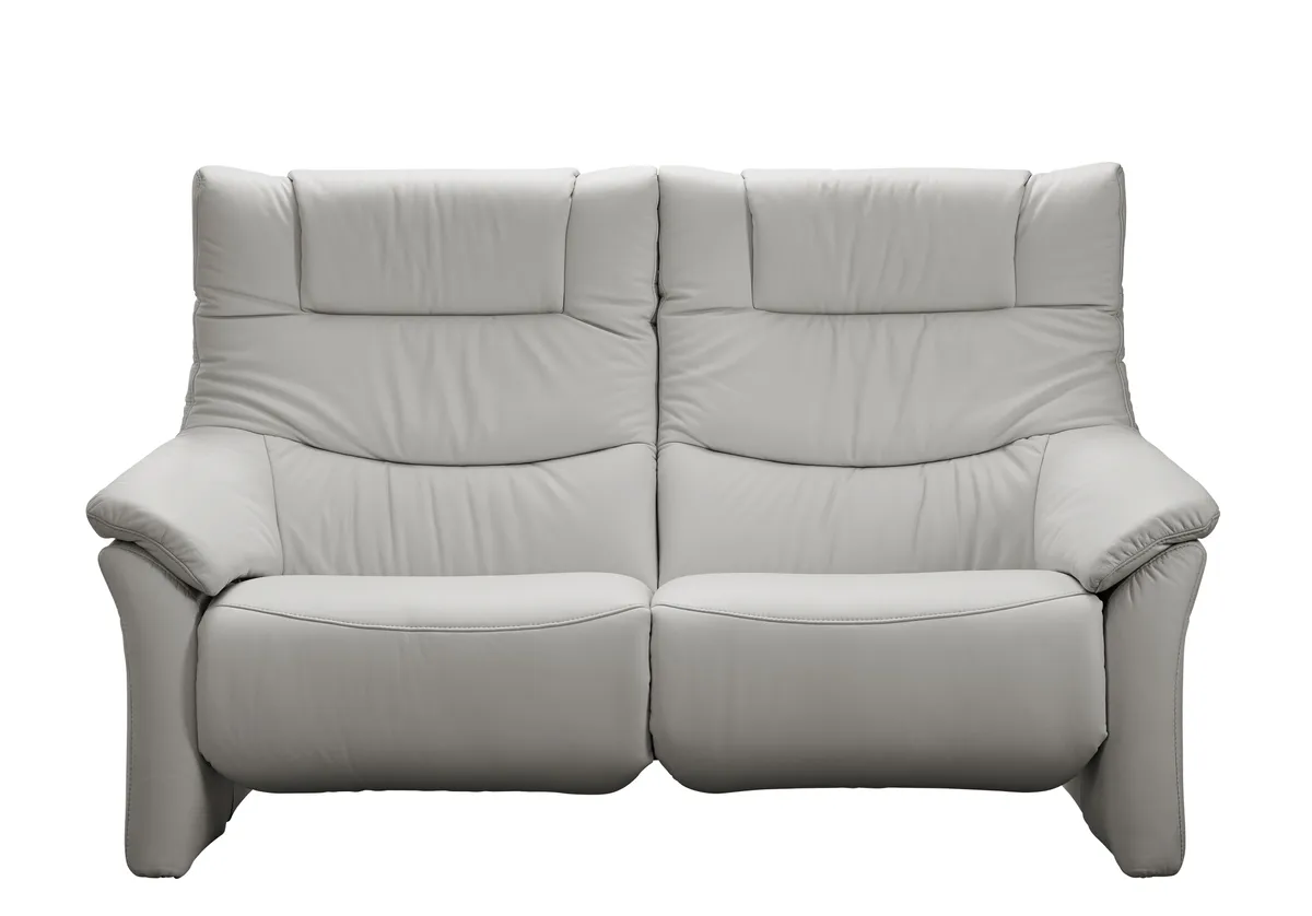 Sofa EM Aarhus - 2,5-Sitzer mit Cumuly-Funktion inkl. Kopfteil- und Armteilverstellung, Leder, Silbergrau