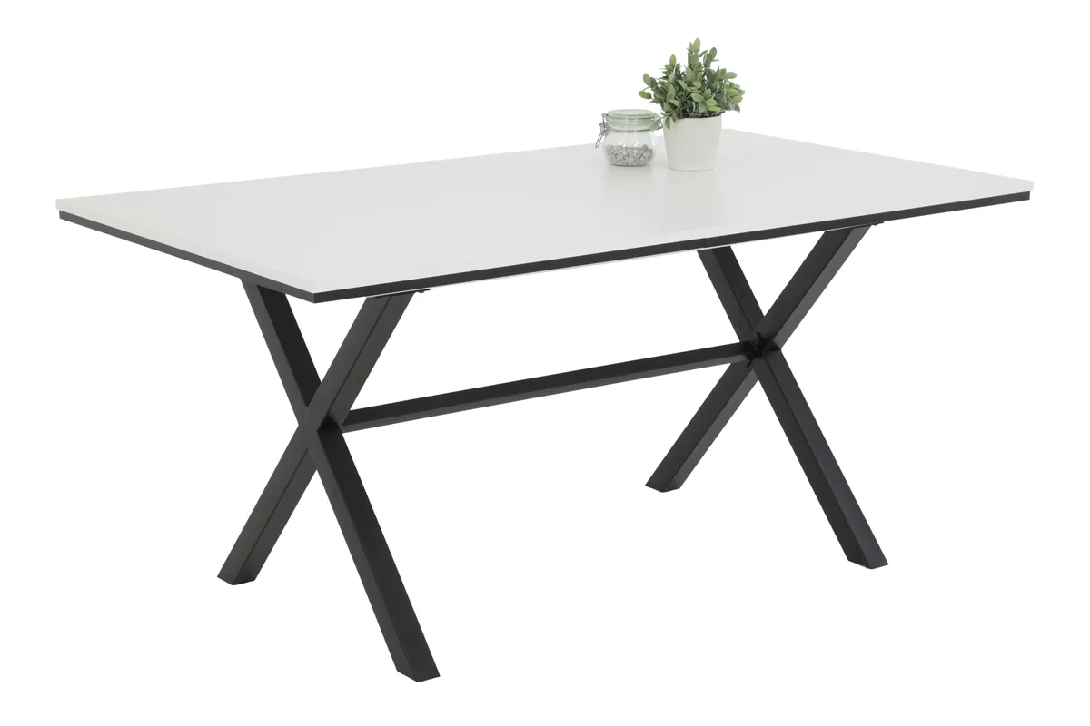 Esstisch - ausziehbar, LB ca. 160x90 cm, Weiß, Schwarz