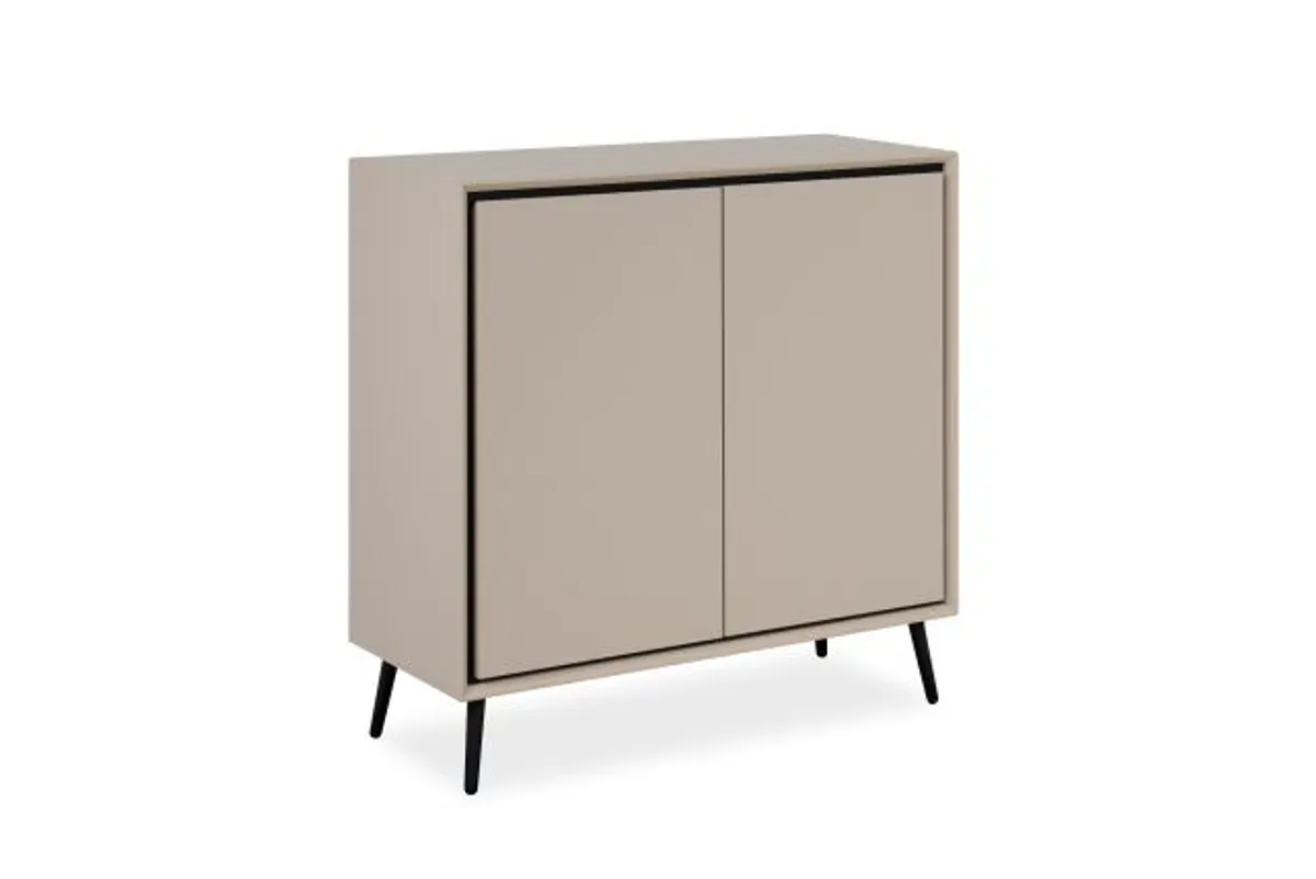Kommode - B ca. 90 cm, Sand, Schwarz