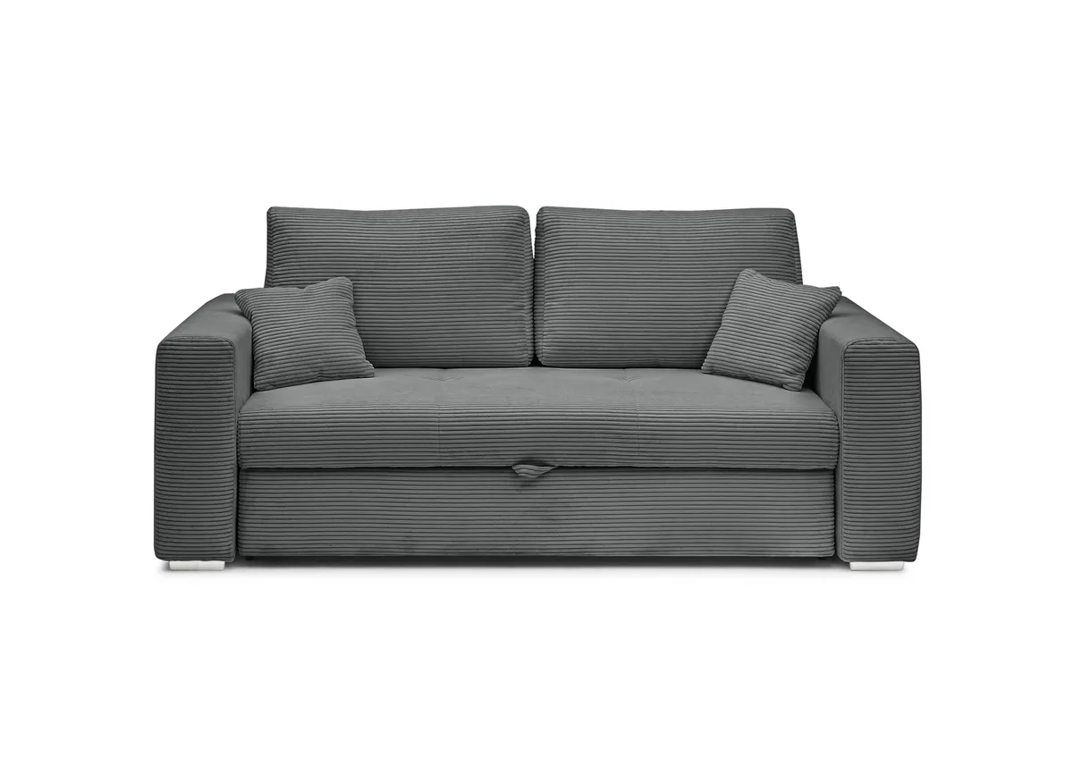 Sofa JORDEN 2 - 2,5-Sitzer inkl. Schlaffunktion mit Bettkasten, Stoff, Grau