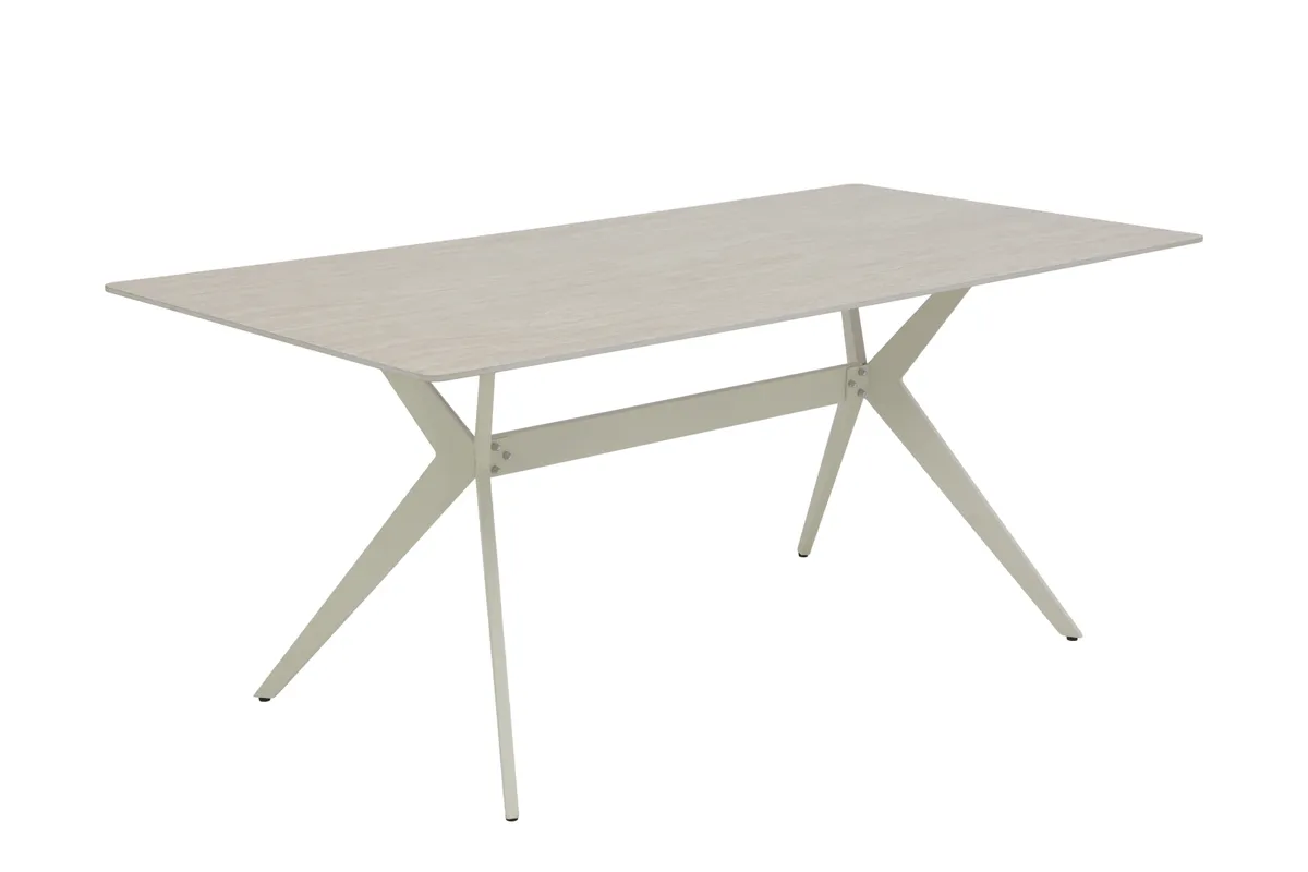 Esstisch - LB ca. 180x90 cm, Marmoroptik weiß, Perlweiß