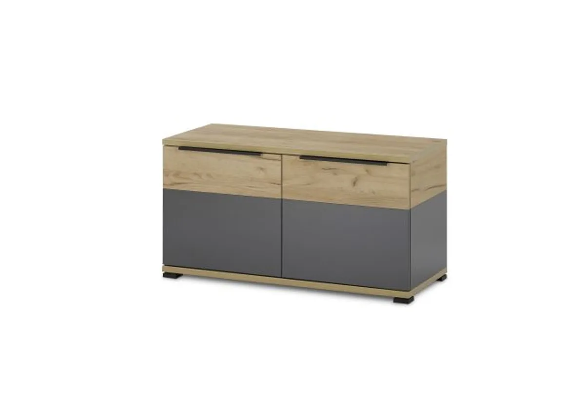 Schuhbank GRANERA - B ca. 96 cm, Graphit, Navarra Eiche Nachbildung