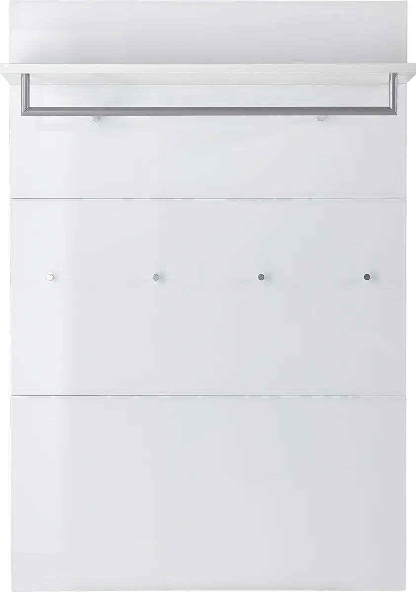 Garderobenpaneel GUMA - mit Glasauflage, Weiß