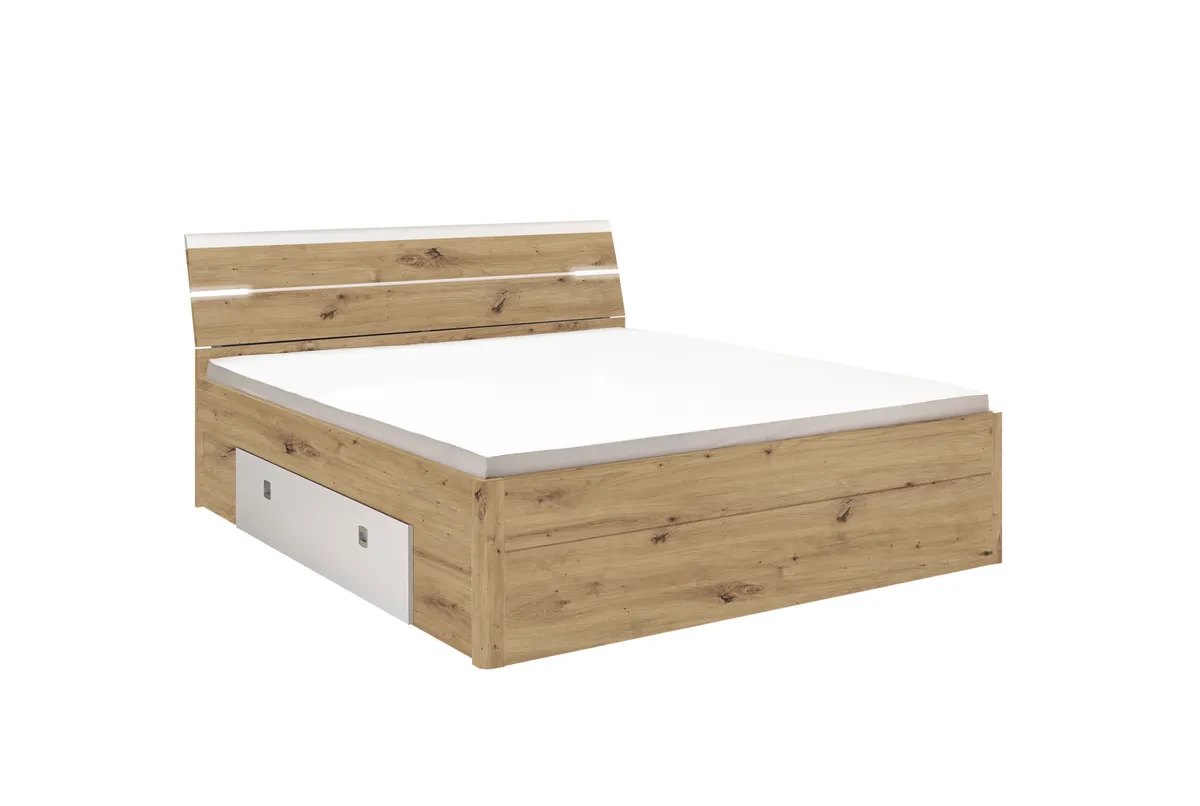 Bettanlage- Liegefläche ca. 180x200 cm, Eiche Dekor, Weiß