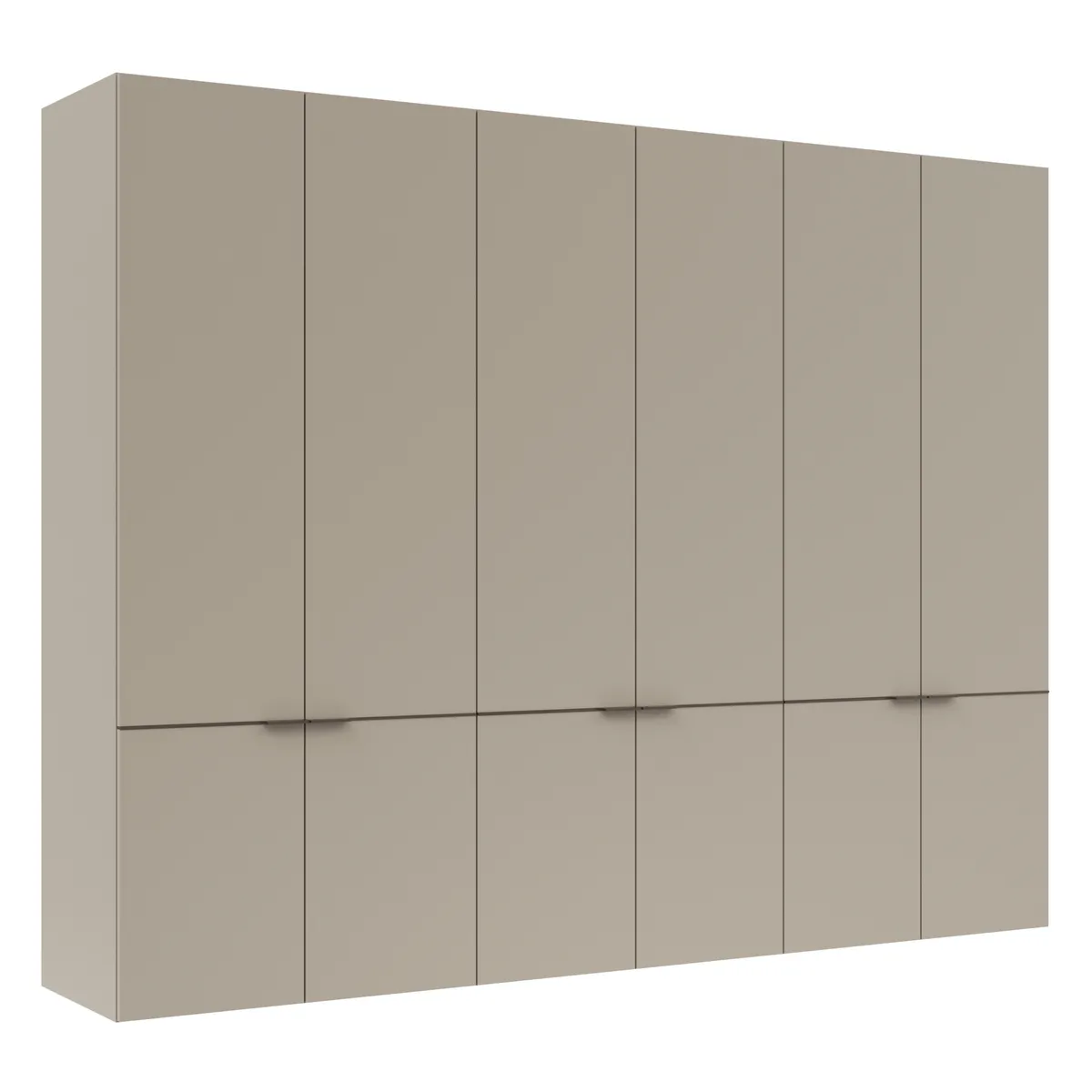 Drehtürenschrank Matera - BHT ca. 301x235x60 cm, Lack Matt, Muschelgrau, Griffe Coffee