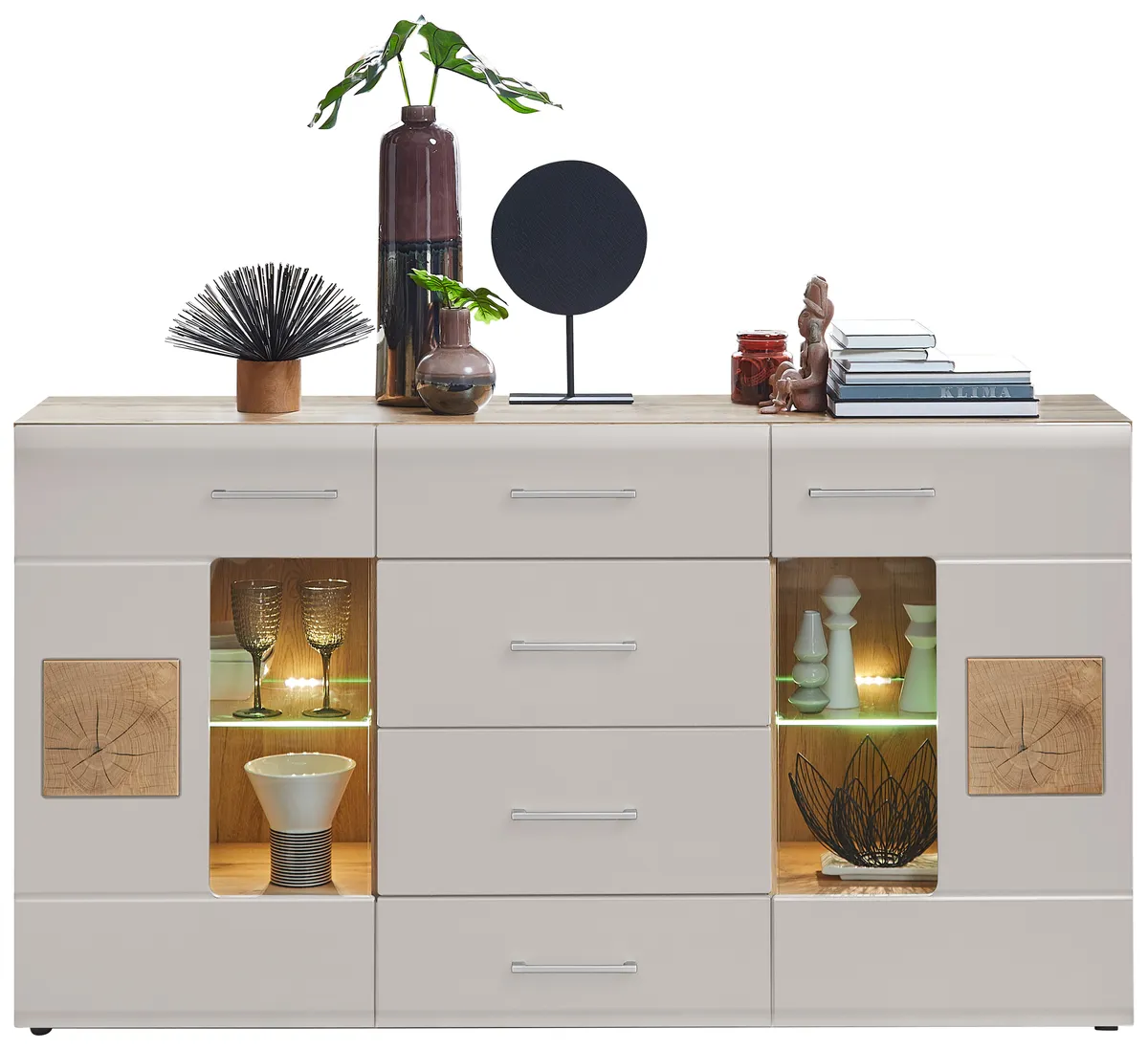 Sideboard - mit Beleuchtung, B ca. 170 cm, Eiche Altholz Nachbildung, Kaschmir