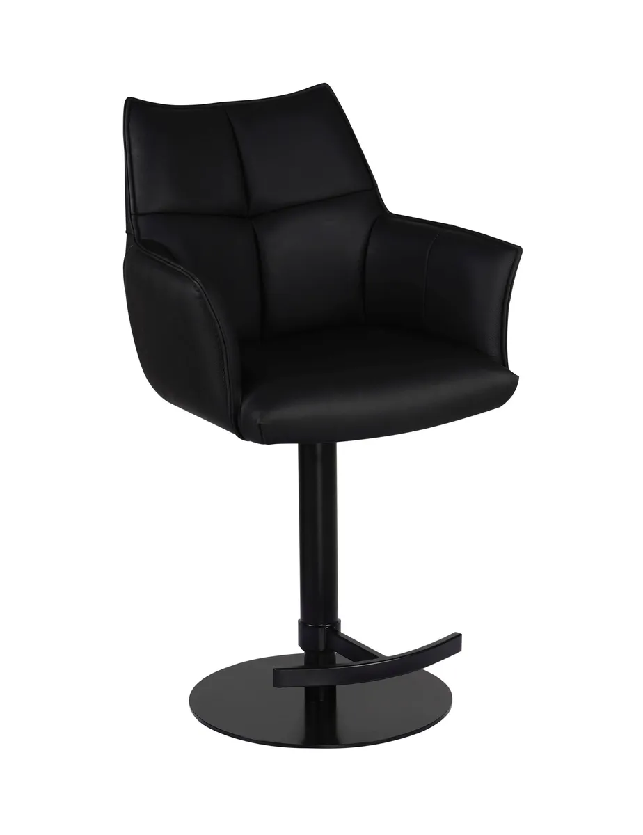 Barhocker MELE - drehbar, höhenverstellbar, Leder, Schwarz