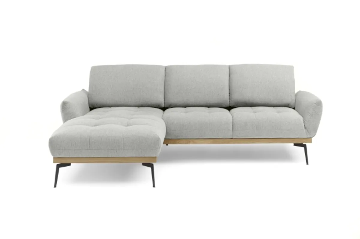 Ecksofa EDDIE - Ecke links, 2-Sitzer inkl. Rückenverstellungen, Stoff, Hellgrau