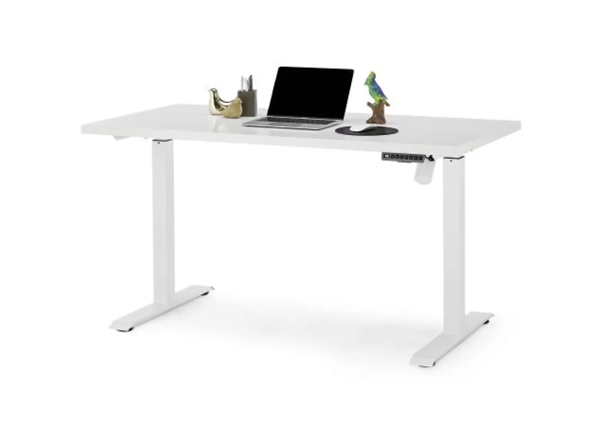 Schreibtisch- Höhenverstellbar, LB ca. 140x70 cm, Weiß, Metall, Weiß