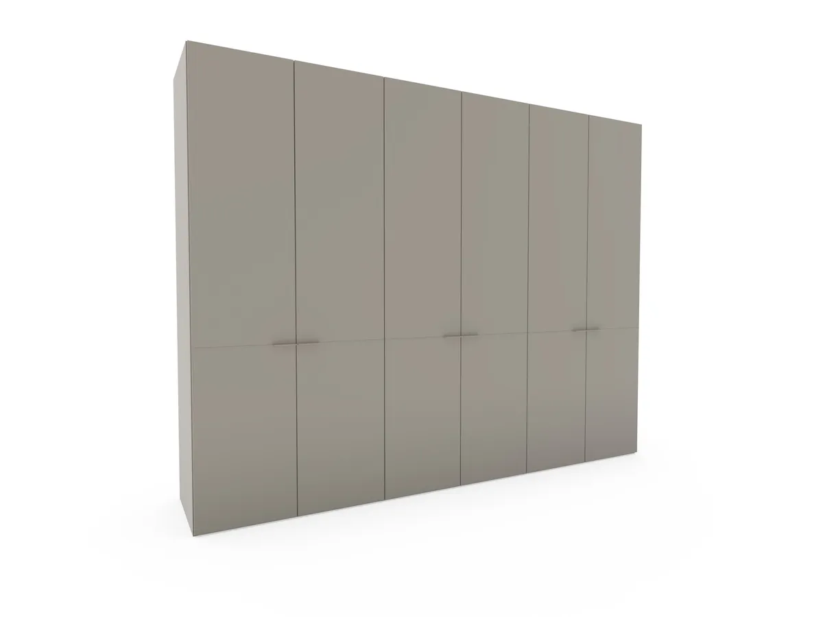 Drehtürenschrank Matera - BHT ca. 301x235x60 cm, Lack Matt, Muschelgrau, Abs. Coffee