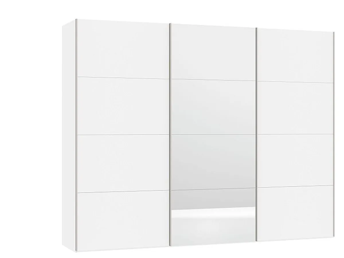 Schwebetürenschrank JOIN IT- B ca. 303 cm., Weiß, Glas, Weiß, Spiegel