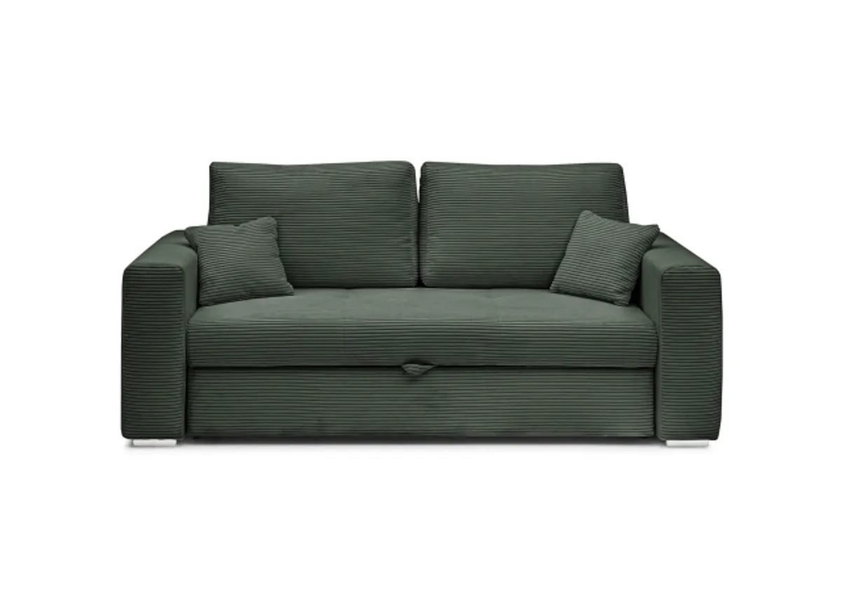 Sofa JORDEN 2 - 2,5-Sitzer inkl. Schlaffunktion mit Bettkasten, Stoff, Grün