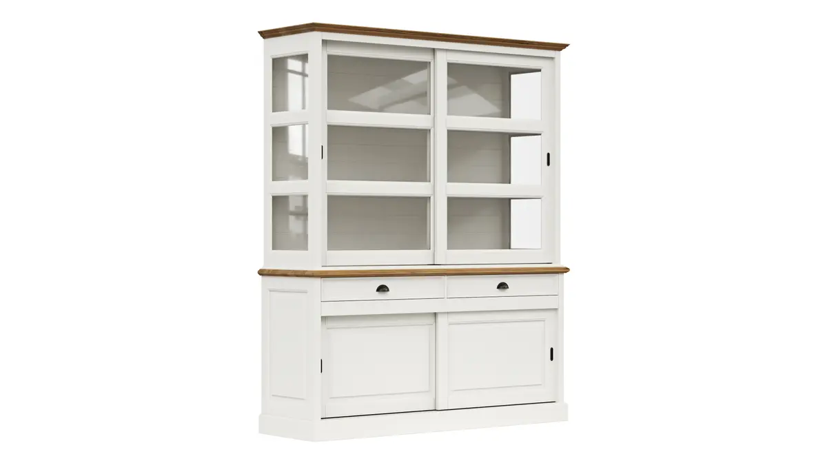 Buffetschrank Louisiana - mit Schiebetüren, teilmassiv, Weiß