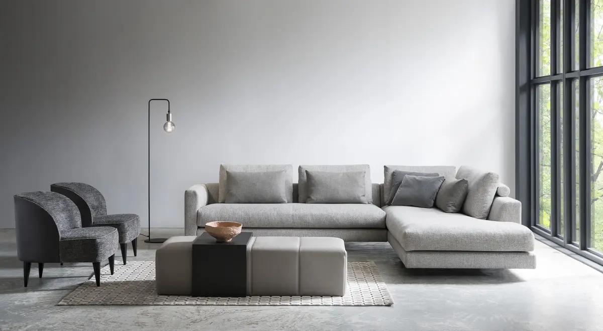 Ecksofa Cuneo Select - 2,5-Sitzer mit Ecke Rechts, Stoff, Sand