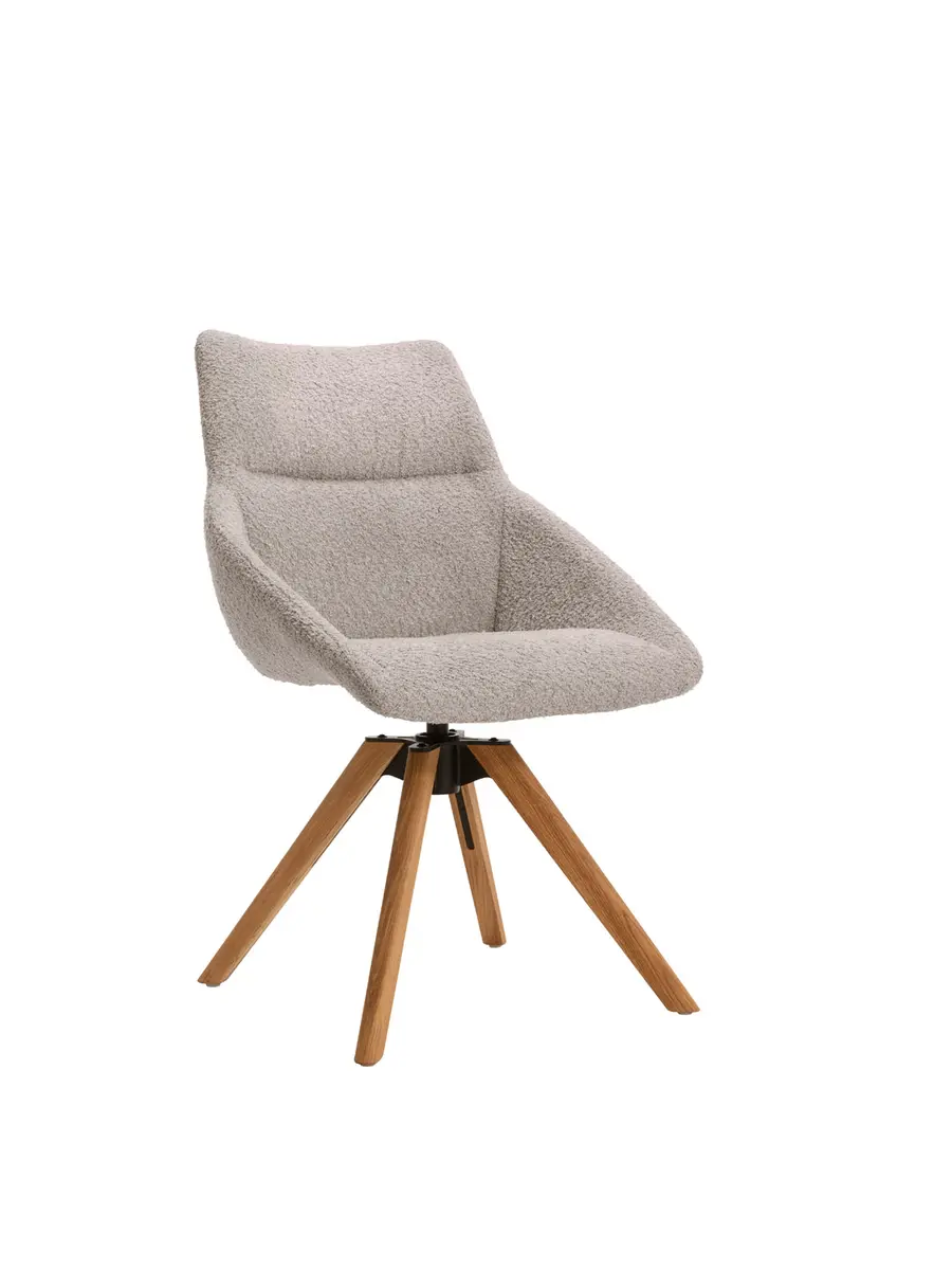 Stuhl Maluhia - mit niedriger Armlehne, drehbar, Stoff, Hellgrau