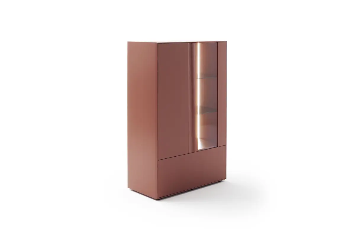 Highboard Colore - mit Beleuchtung, BHT ca. 90x144x45 cm, Lack Samtbeere