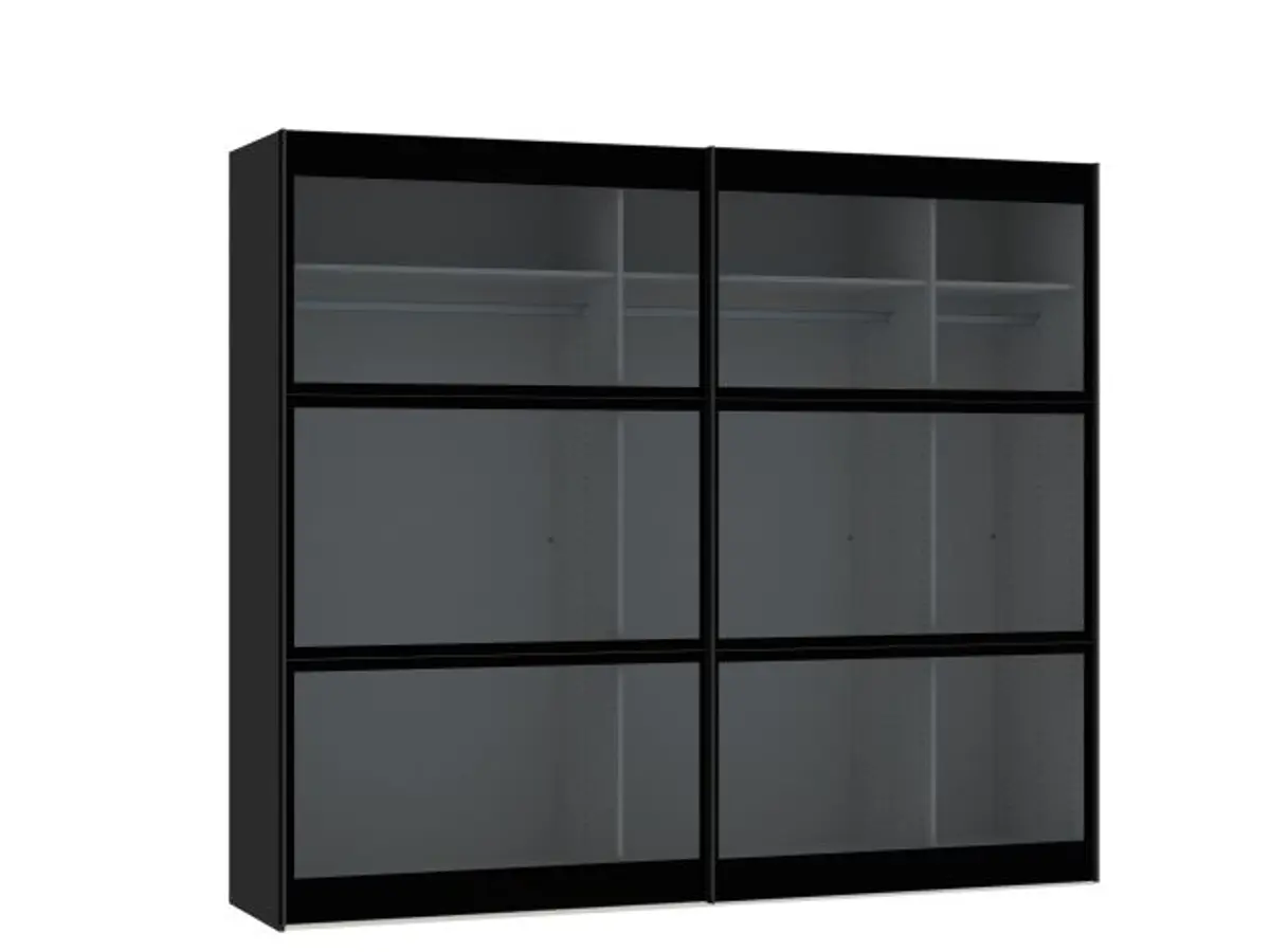 Schwebetürenschrank JOIN IT- B ca. 252 cm,  Schwarz, Rauchglas, Dunkel