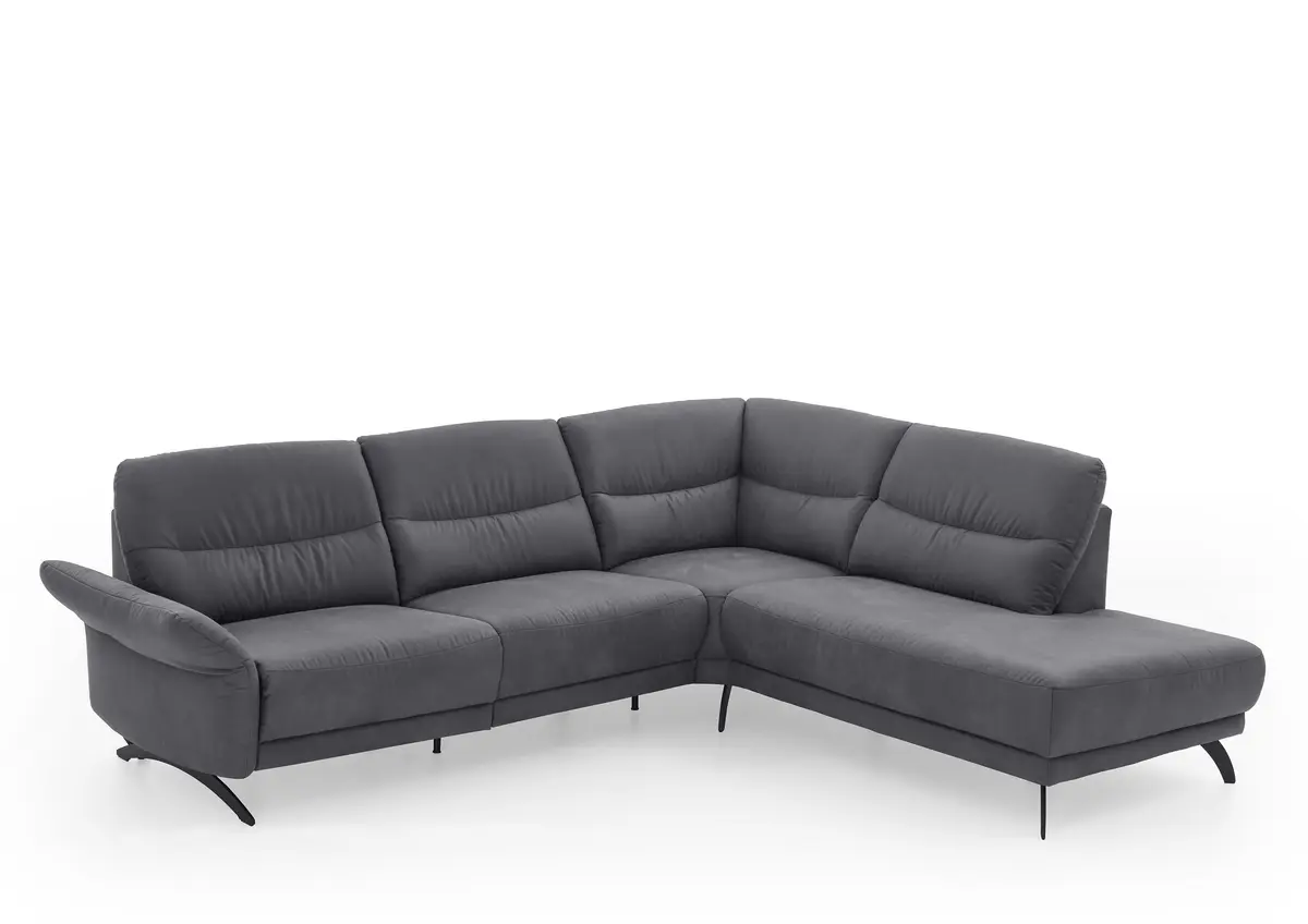 Ecksofa - 3-Sitzer mit Ecke rechts, Stoff, Grau