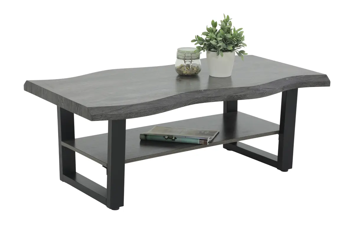 Couchtisch - LB ca. 110x60 cm, Grau, Schwarz, Baumkante