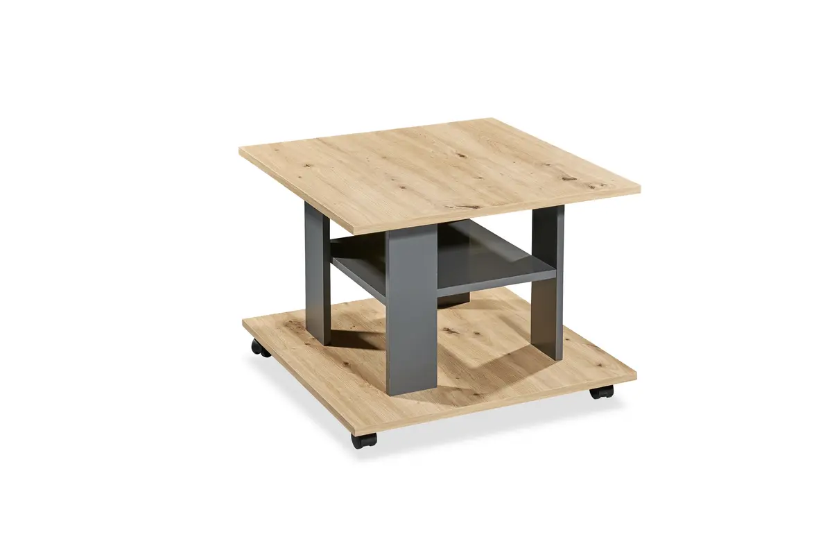 Couchtisch - LB ca. 60x60 cm, Artisan Eiche Nachbildung, Anthrazit