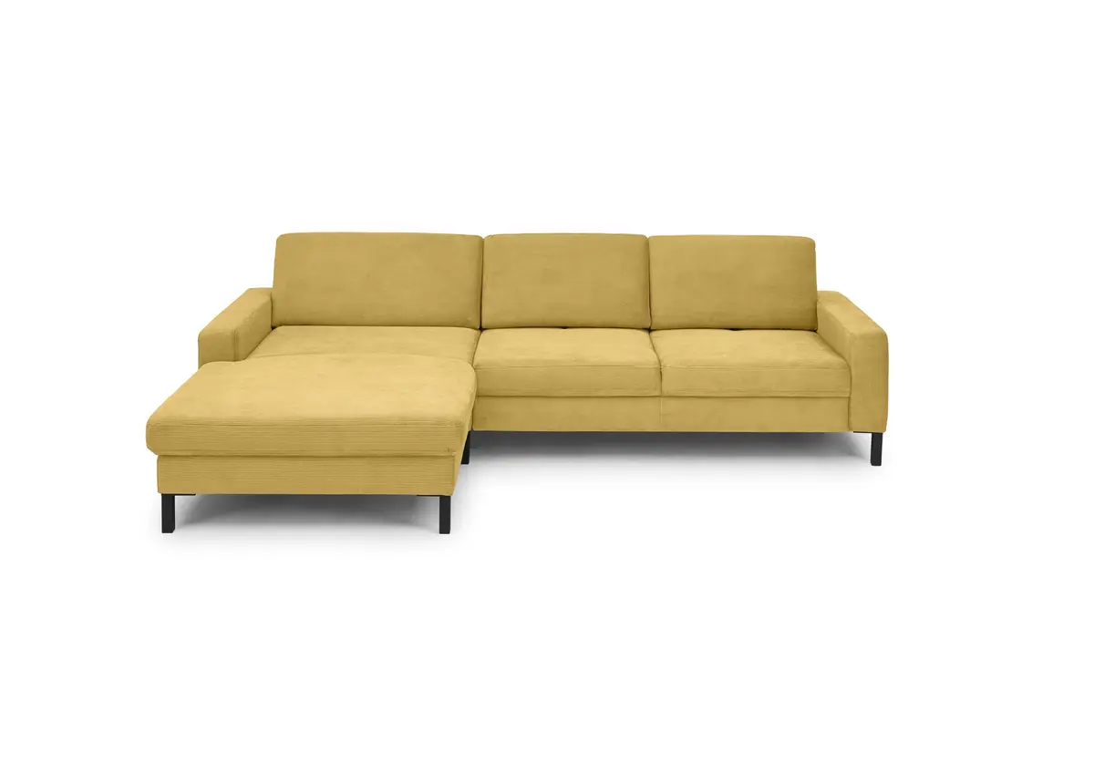Ecksofa  CALM MOVE 2.0 - Longchair links mit 2,5-Sitzer, Feincord, Gold