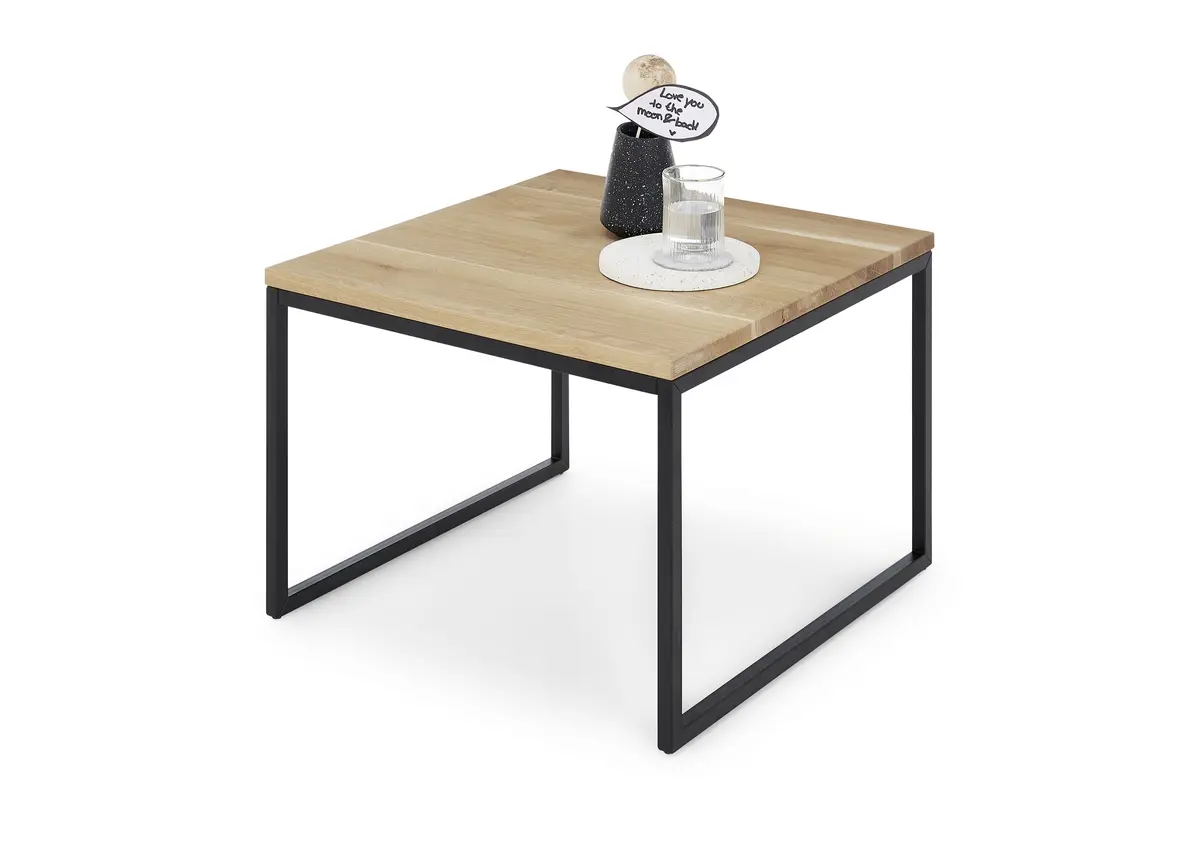 Couchtisch - LB ca. 60x60 cm, Wildeiche massiv geölt, Schwarz 