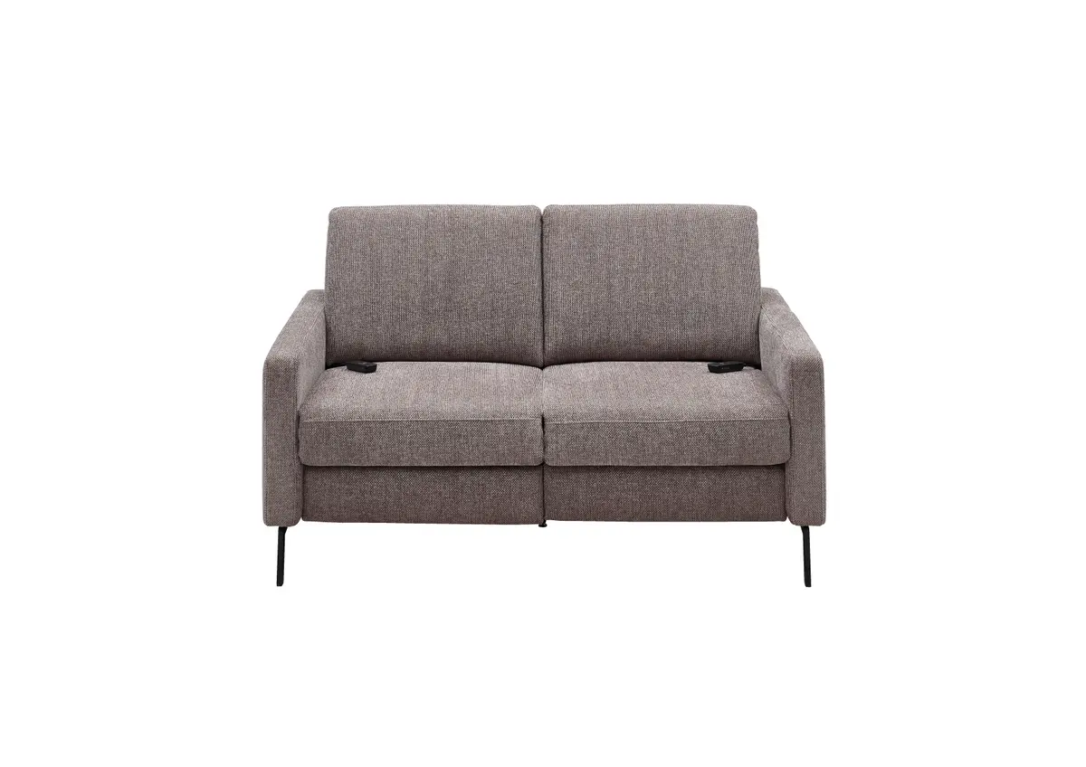 Sofa - 2-Sitzer, Relaxfunktion motorisch, Stoff, Braun