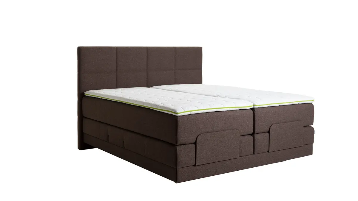 Boxspringbett Alpin Luxe - inkl. Kopf- und Fußteil verstellbar, Liegefläche ca. 180x200 cm, Stoff, Dunkelbraun