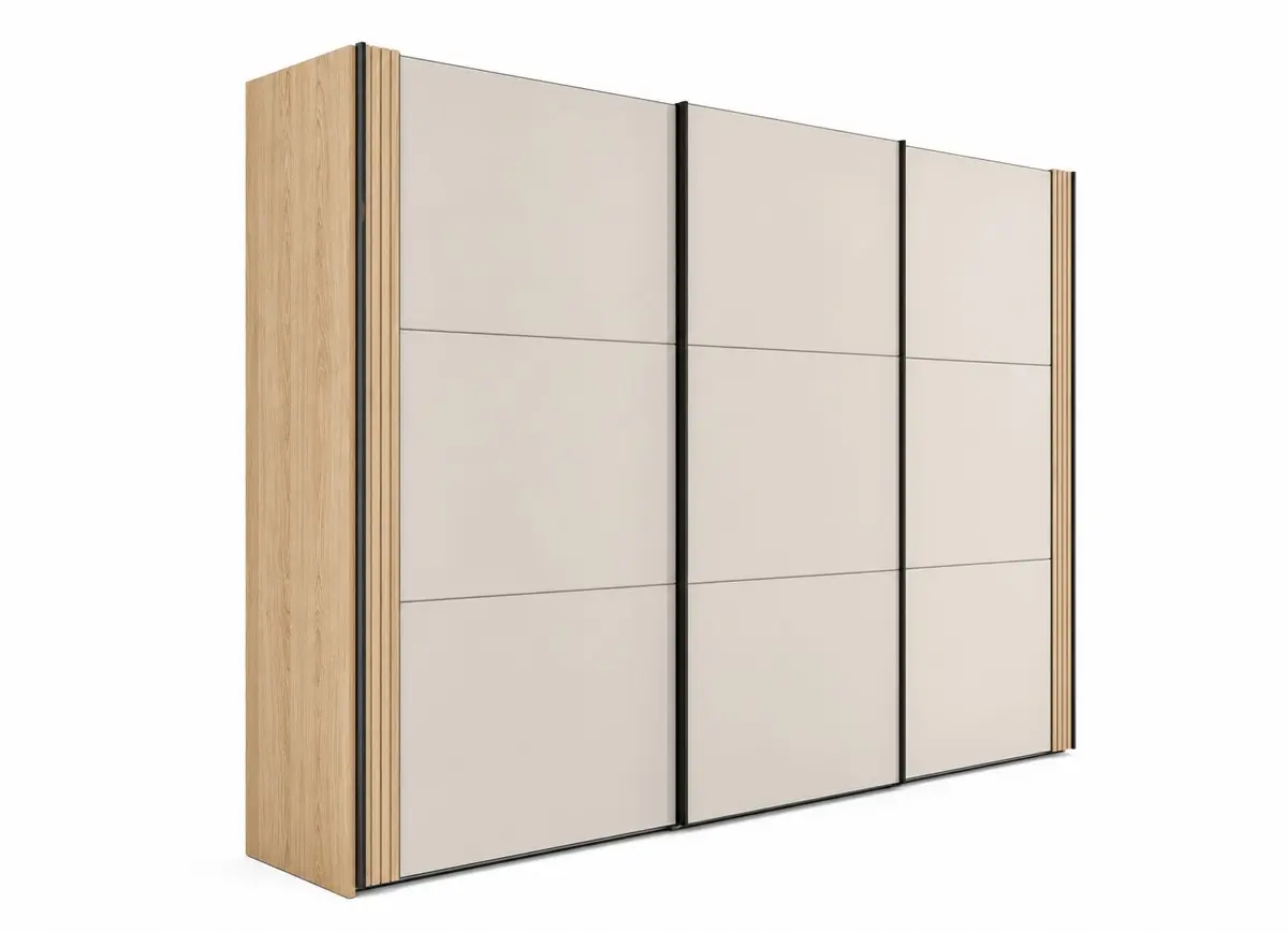 Schwebetürenschrank - B. ca. 298 cm, Eiche Dekor, Sandglas
