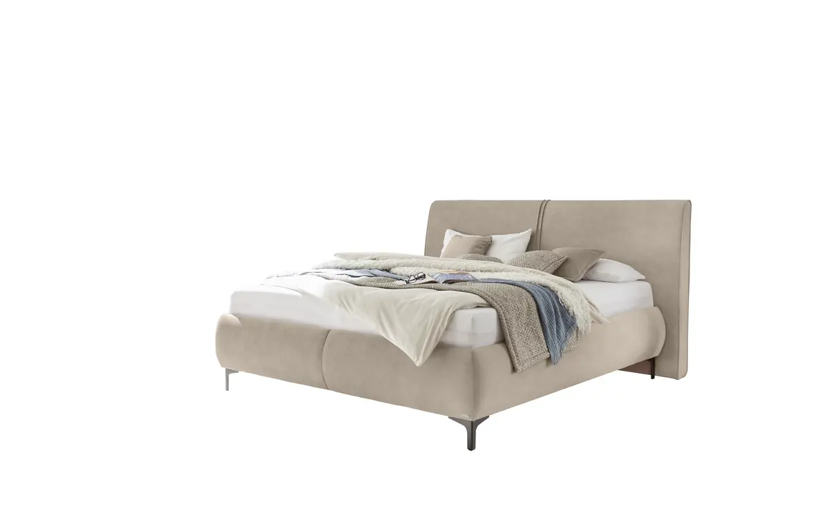 Polsterbett EM Mirano -  mit Matratze, Liegefläche ca. 180x200 cm, Stoff, Braun