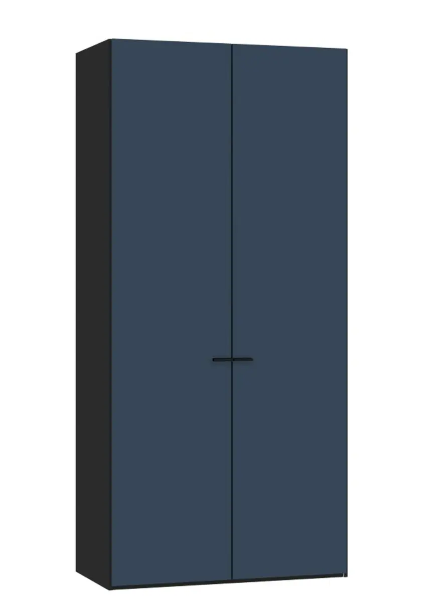 Drehtürenschrank JOIN IT- B ca. 101 cm,  Schwarz, Glas, Blaugrau, Matt