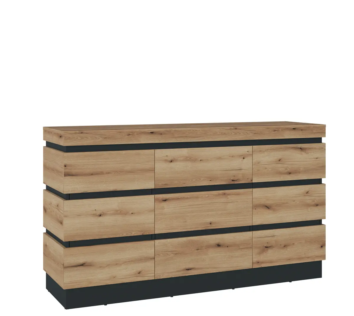 Sideboard- Eiche Dekor, Dunkelgrau