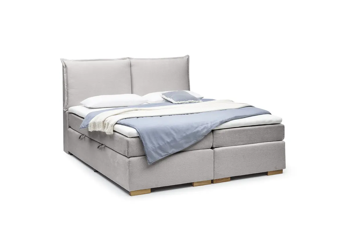 Boxspringbett SANDRIN A- Liegefläche ca. 180x200 cm, Stoff, Hellgrau, inkl. Stauraum