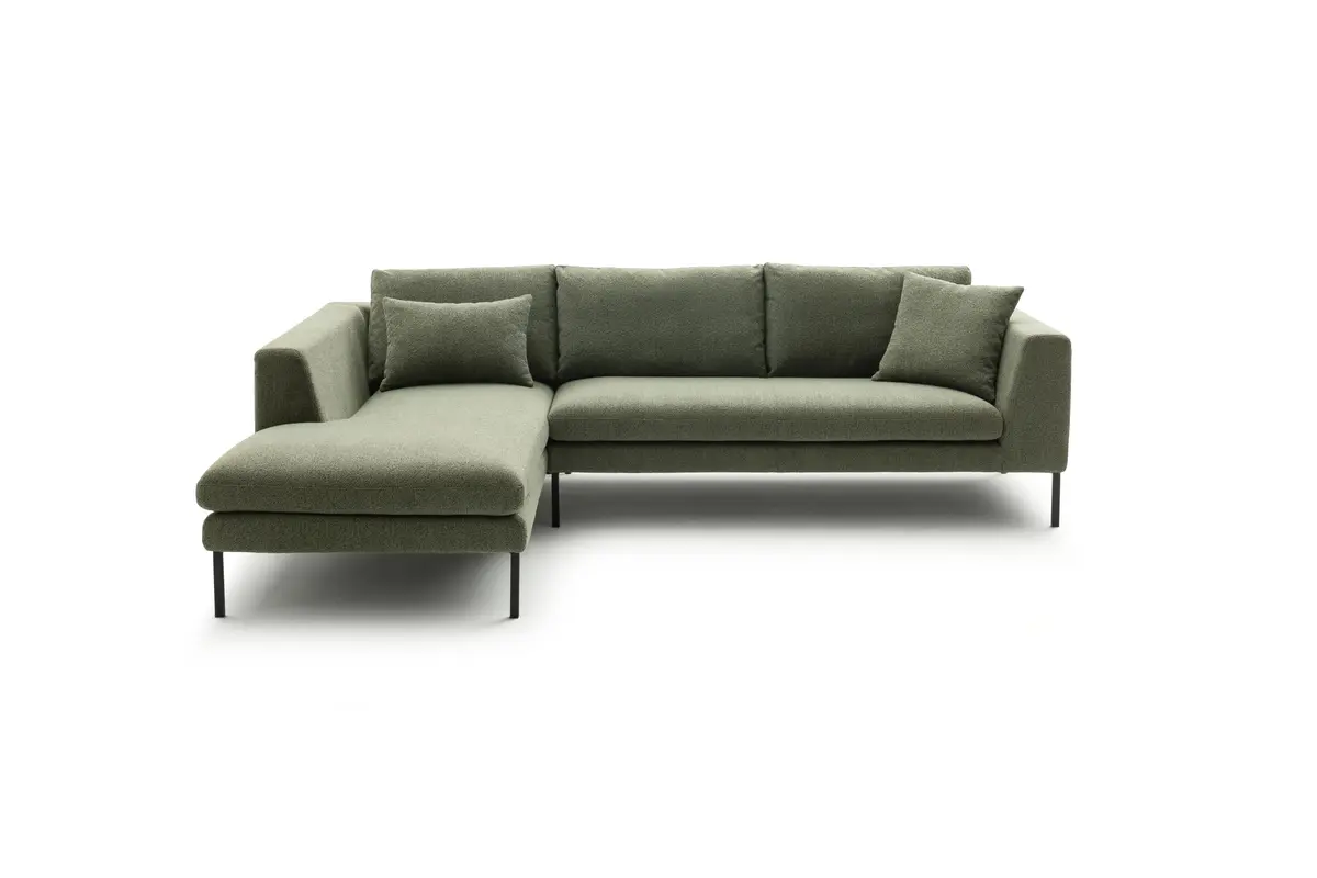 Ecksofa Helmi - Longchair links, 2,5-Sitzer, Stoff, Eukalyptus