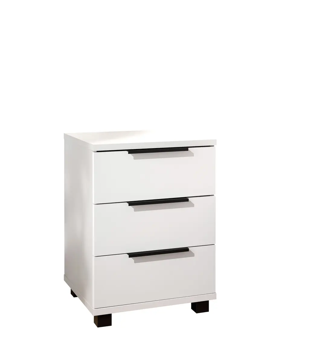 Nachtkommode - B. ca. 46 cm, Dekor, Weiß