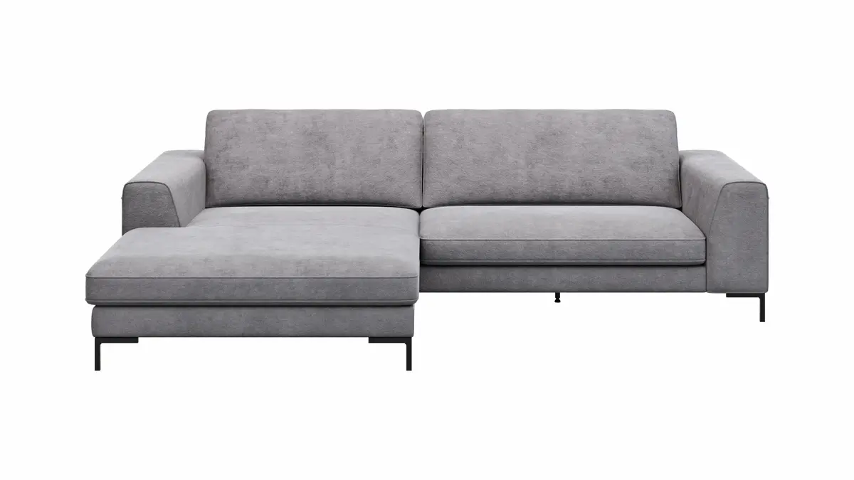 Ecksofa Solano - Longchair Links mit 1,75-Sitzer, Stoff, Grau