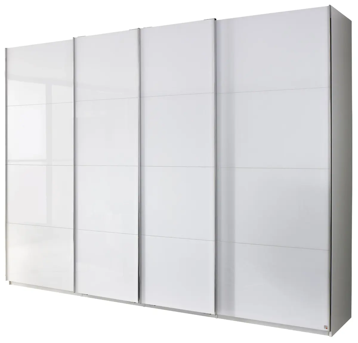 Schwebetürenschrank - B ca. 316 cm, Farbglas Kristallweiß