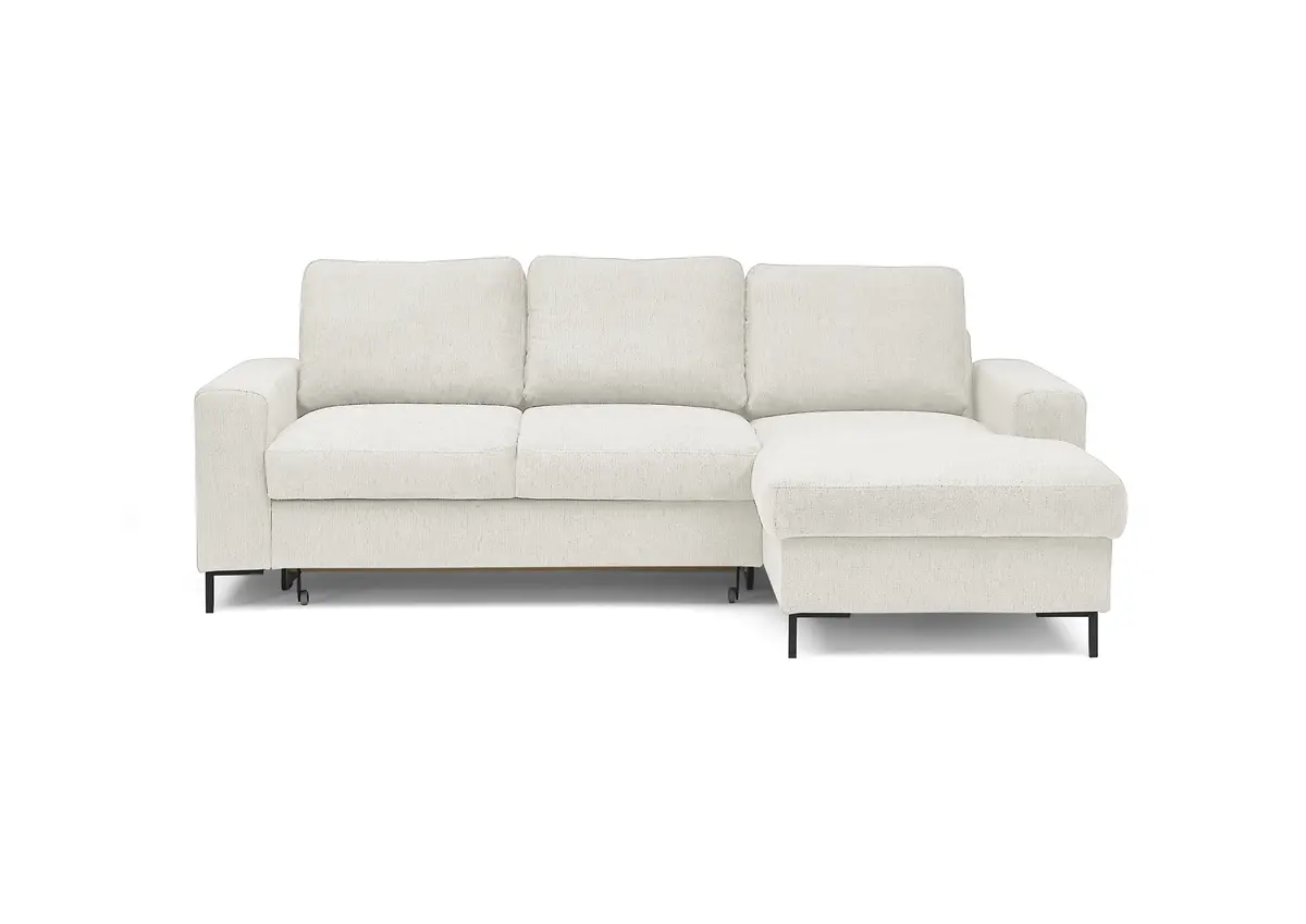 Ecksofa - 2-Sitzer mit Longchair rechts, Stoff, Creme