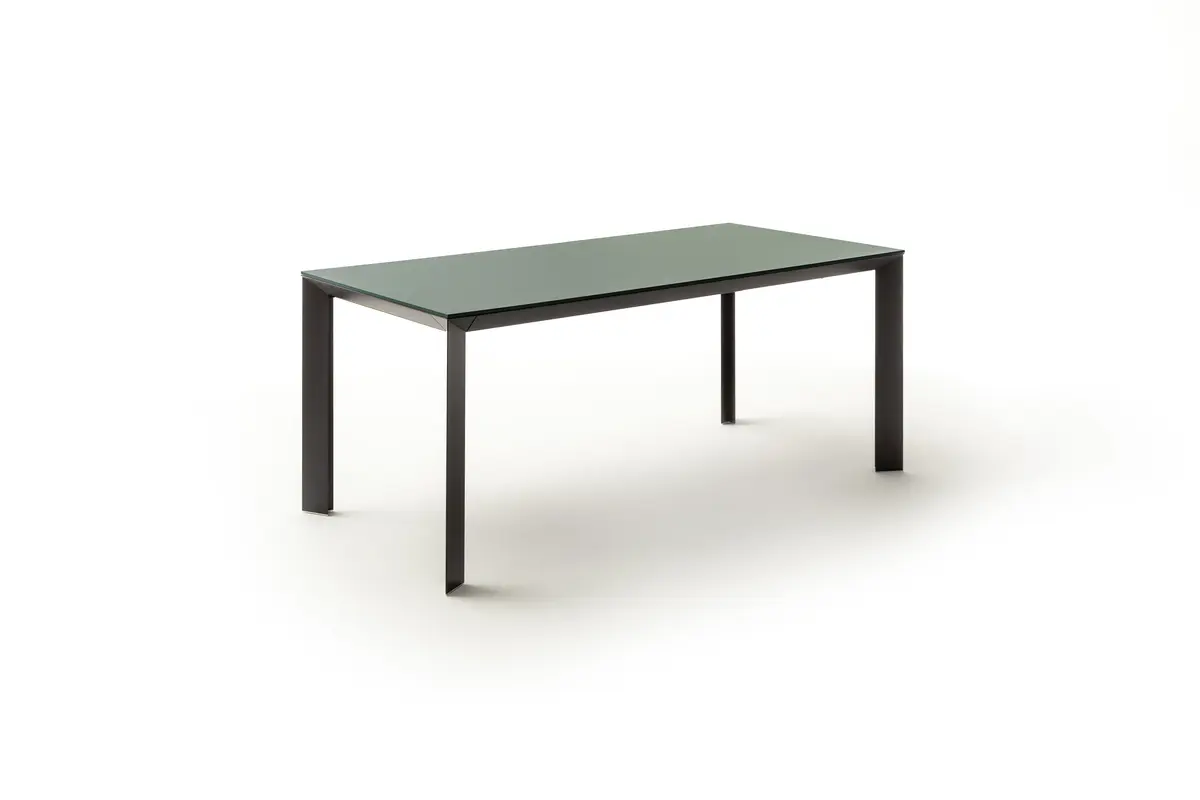 Esstisch Hakon - ausziehbar, LB 180x90 cm, Fenix, Salbei, Gestell Schwarz