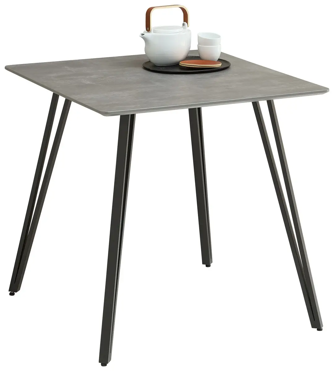 Esstisch - LB ca. 80x80 cm, Betonoptik, Schweizer Kante, Schwarz