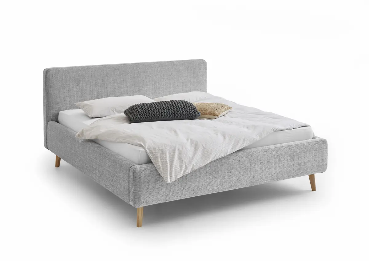Polsterbett - Liegefläche ca. 180x200, Stoff, Grau