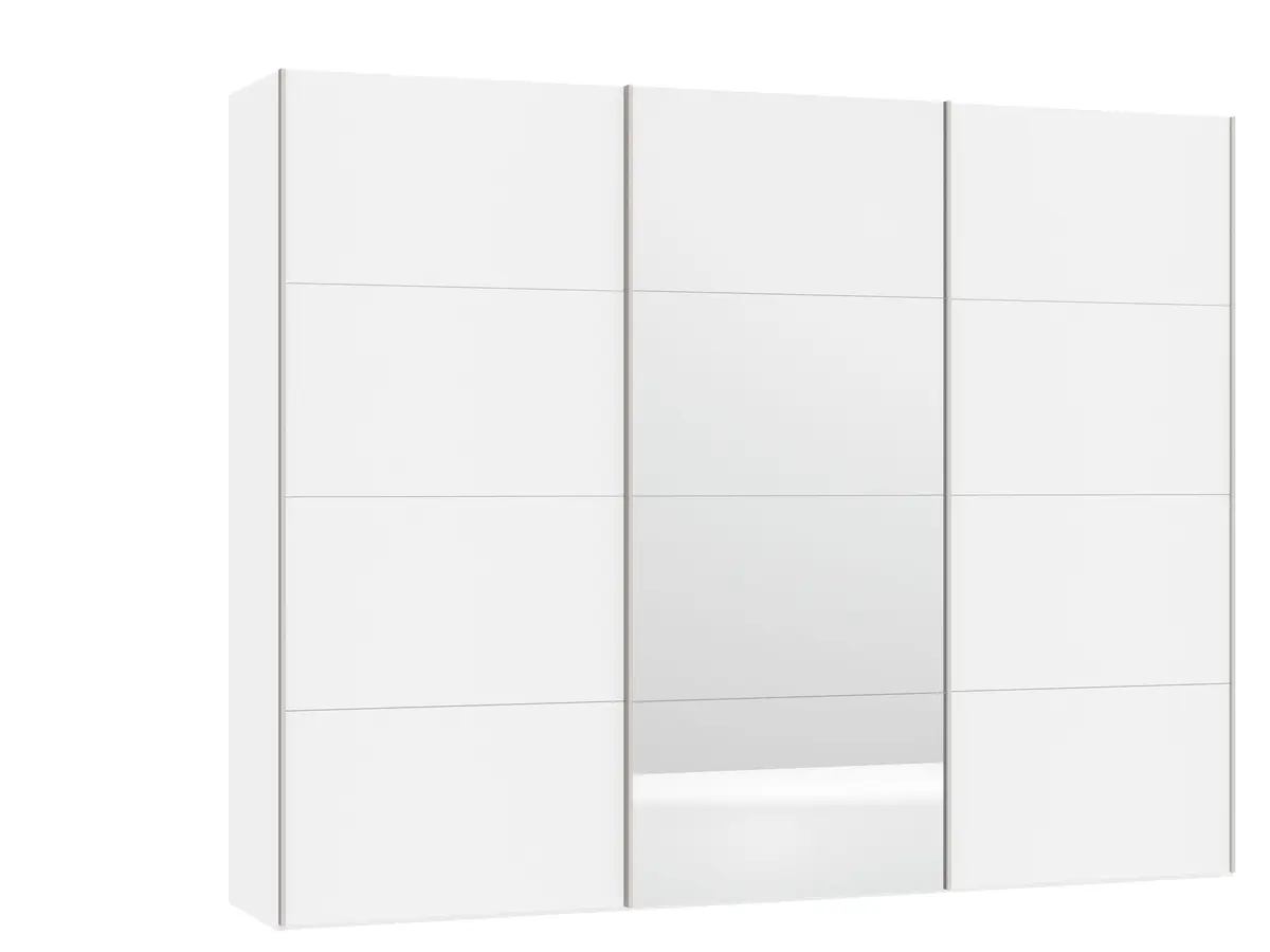 Schwebetürenschrank JOIN IT- B ca. 303 cm., Weiß, Glas, Weiß, Spiegel