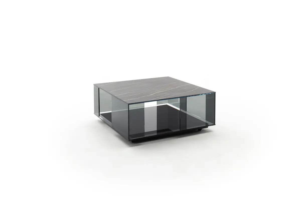Couchtisch Sansa - LBH ca. 90x90x38 cm, Keramik, Schwarz