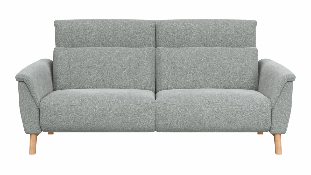 Sofa Nevin - 3-Sitzer inkl. Kopfpolsterverstellung, Stoff, Silbergrau